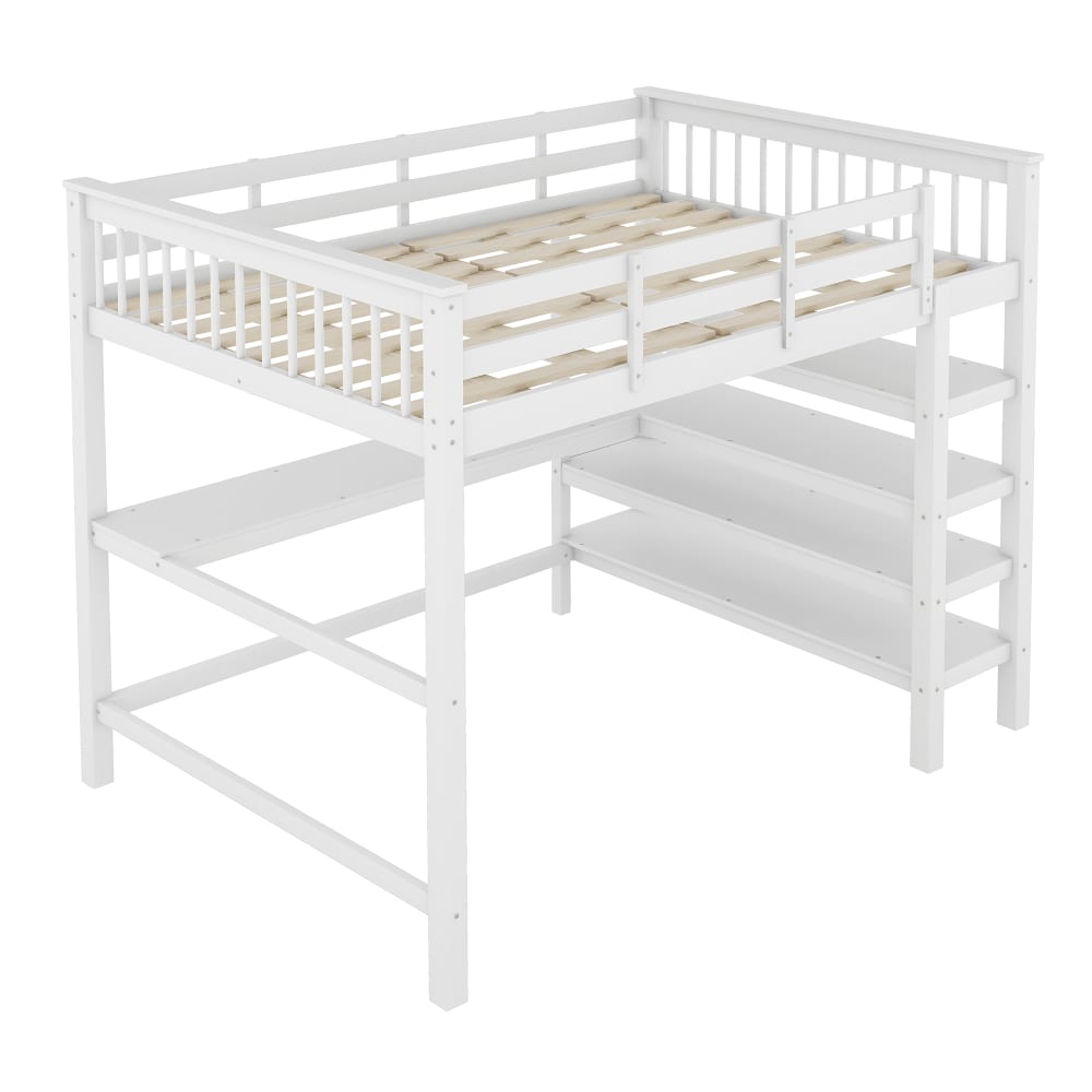 Lit mezzanine en pin - bureau
