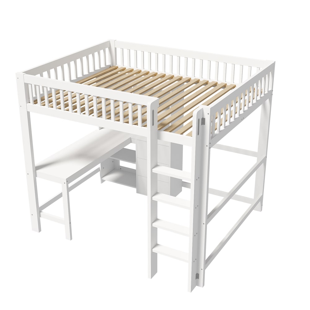 Lit mezzanine en pin - bureau