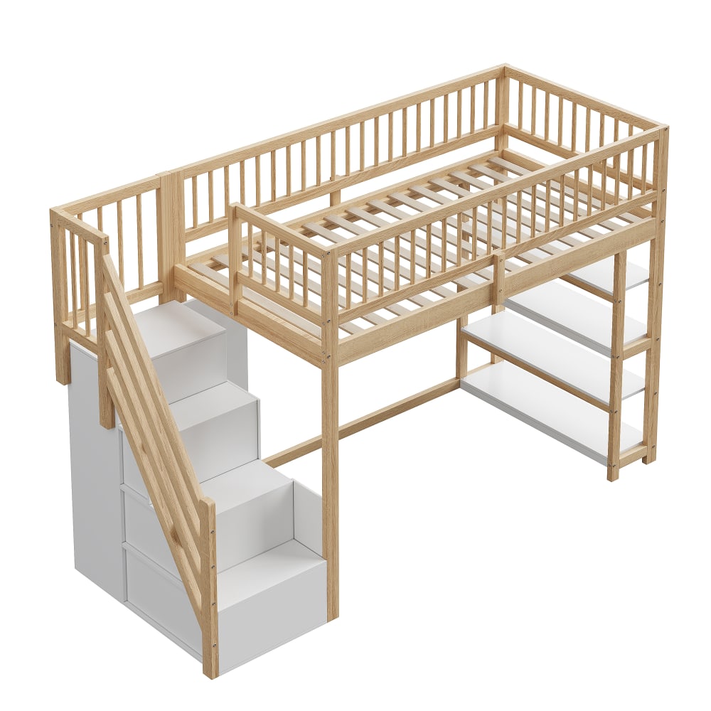 Lit mezzanine 90x200 - armoire