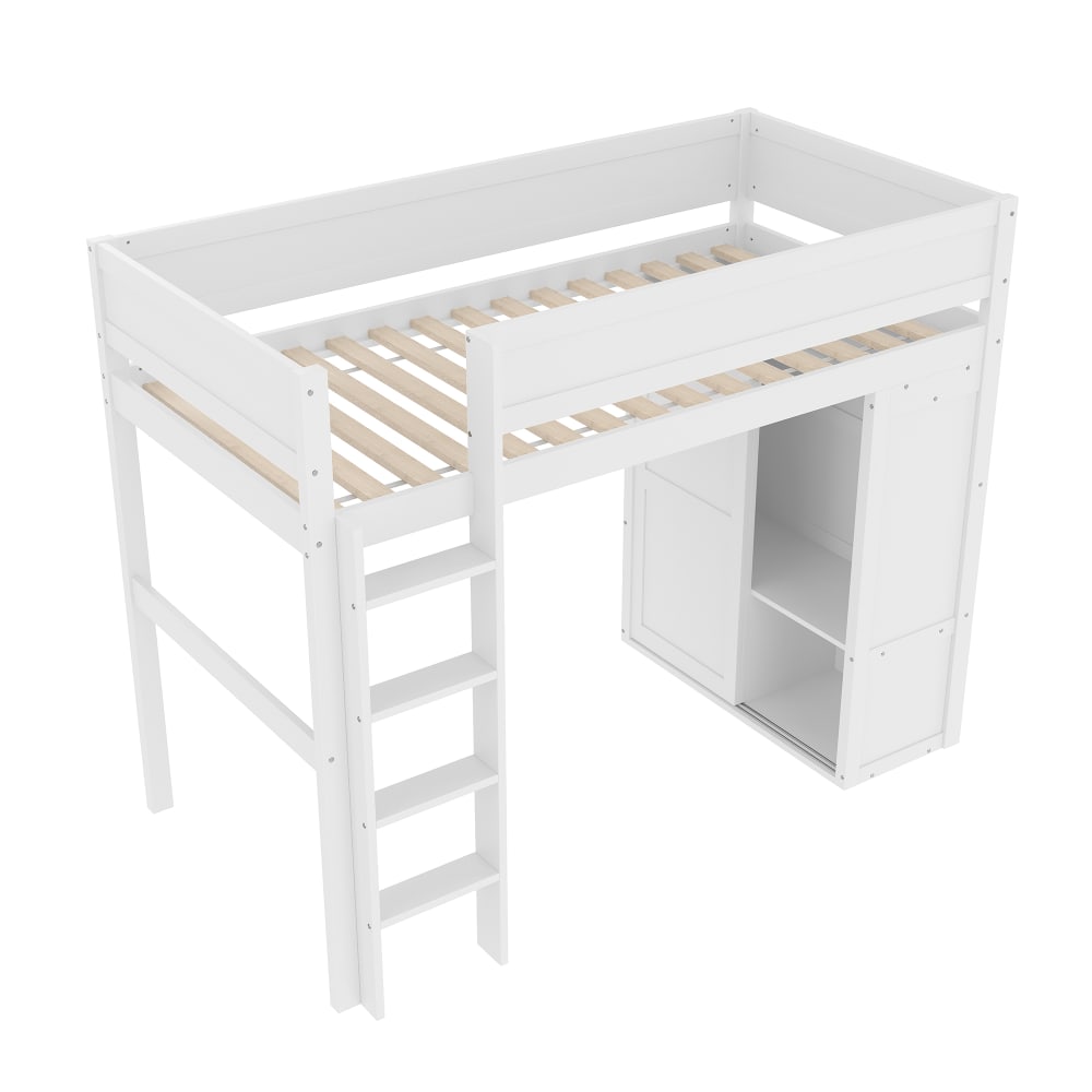 Lit mezzanine en pin - rangements