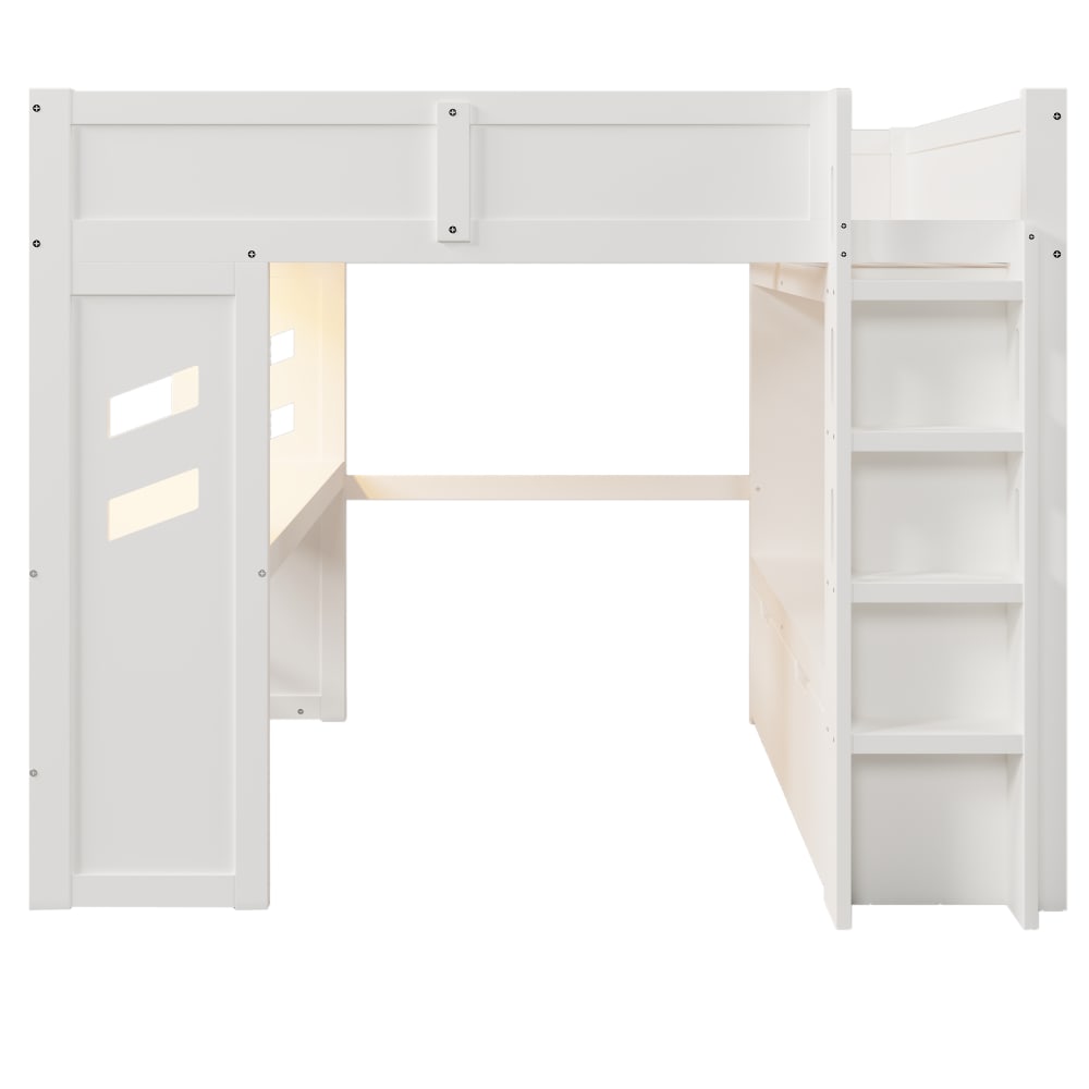Gaming-Kinder-Hochbett 140x200 cm mit LED und Schreibtisch -