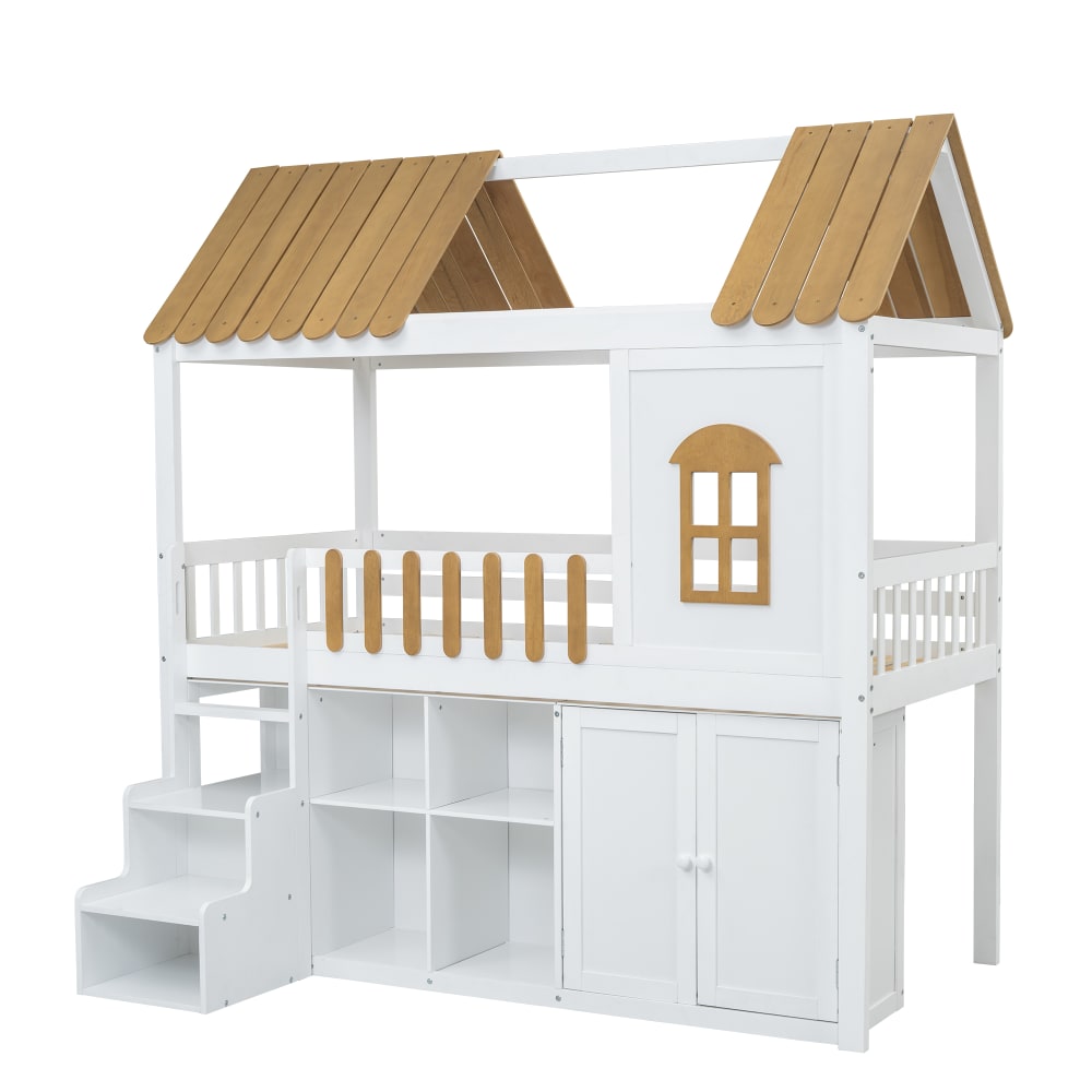 Lit mezzanine 90x200 - rangement armoire