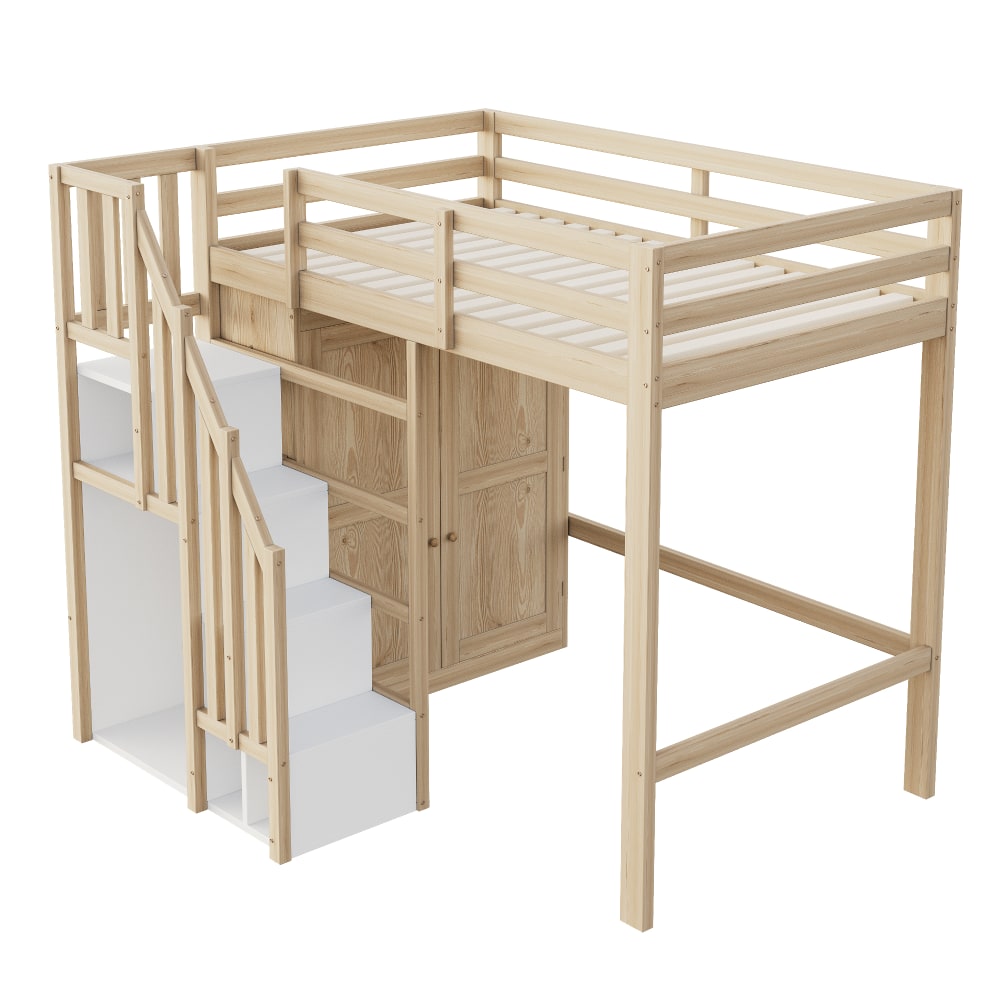 Lit mezzanine 90x200 - armoire