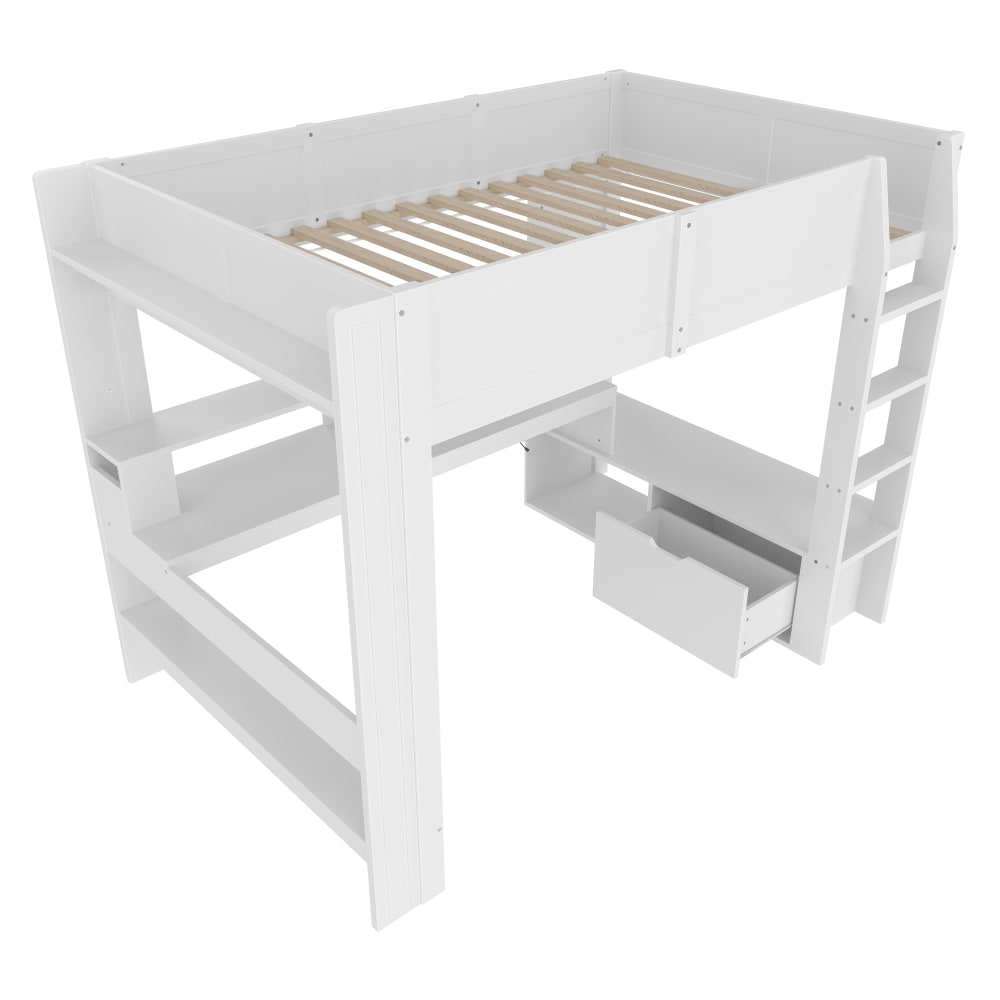 Lit mezzanine en pin - bureau