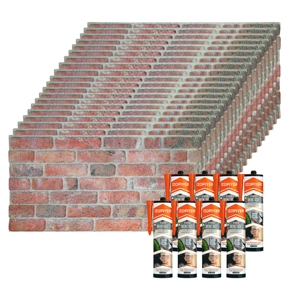 set de 20 paneles ladrillo vintage  8 botes adhesivo