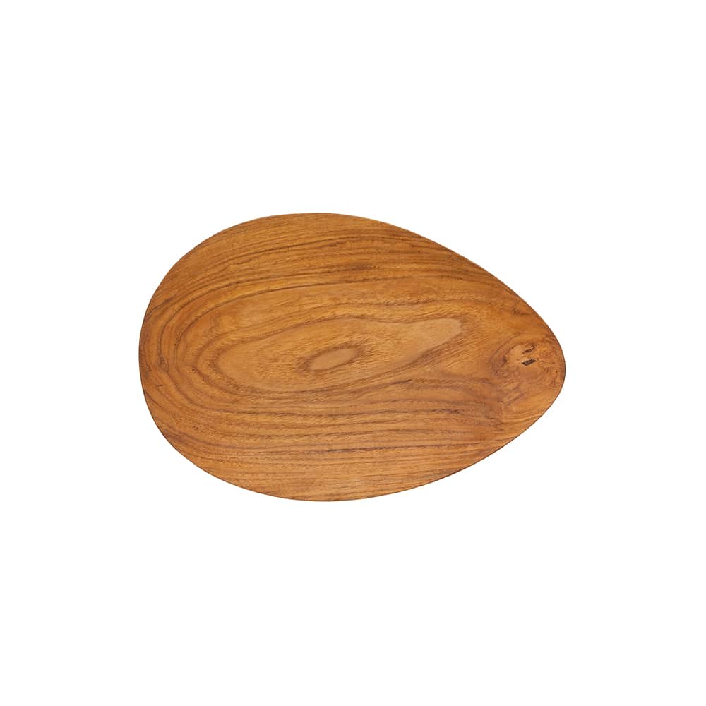 Assiette organique en teck, 28 × 19 cm