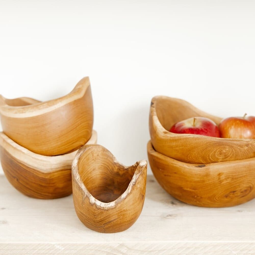 Organische Schale aus Teakholz, ø 10 cm - Maisons Du Monde