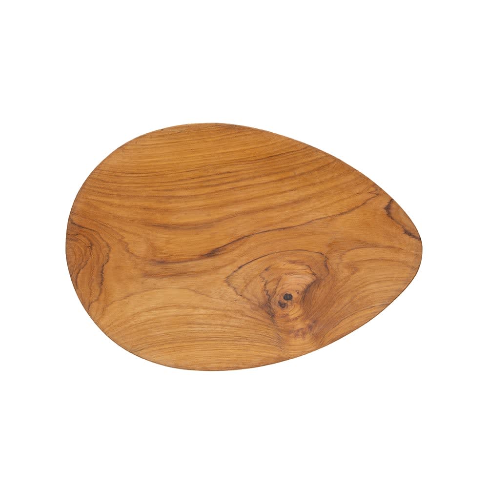 Assiette organique en teck, 34 × 24 cm