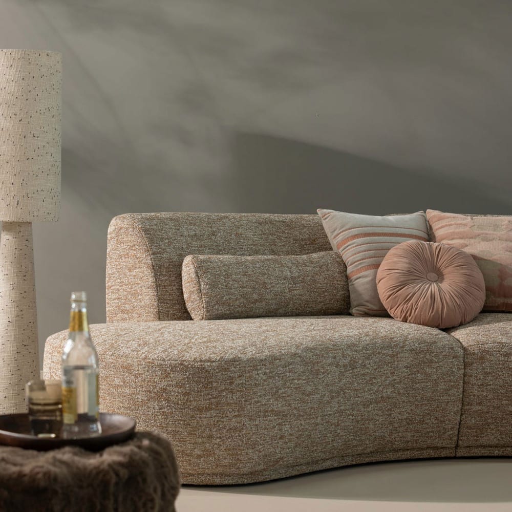 Lampadaire à pois en métal et tissu bouclette h130cm - beige — vue 3