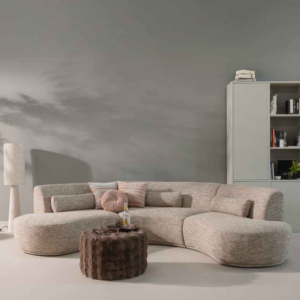 Lampadaire à pois en métal et tissu bouclette h130cm - beige — vue 4