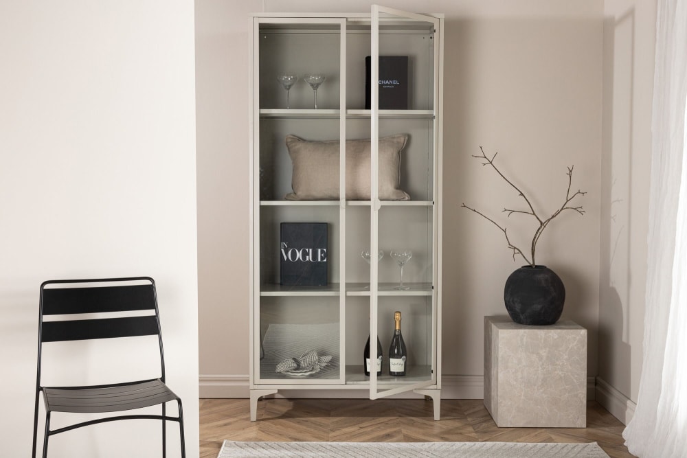 Vitrinenschrank Piring 190cm, beige - Maisons Du Monde