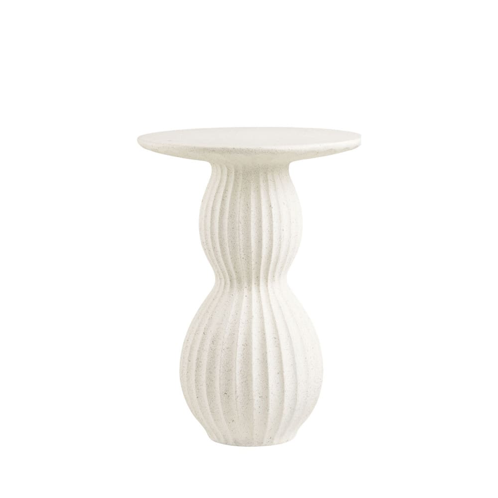 Table d'appoint ronde en fibre d'argile 40x40cm - blanc
