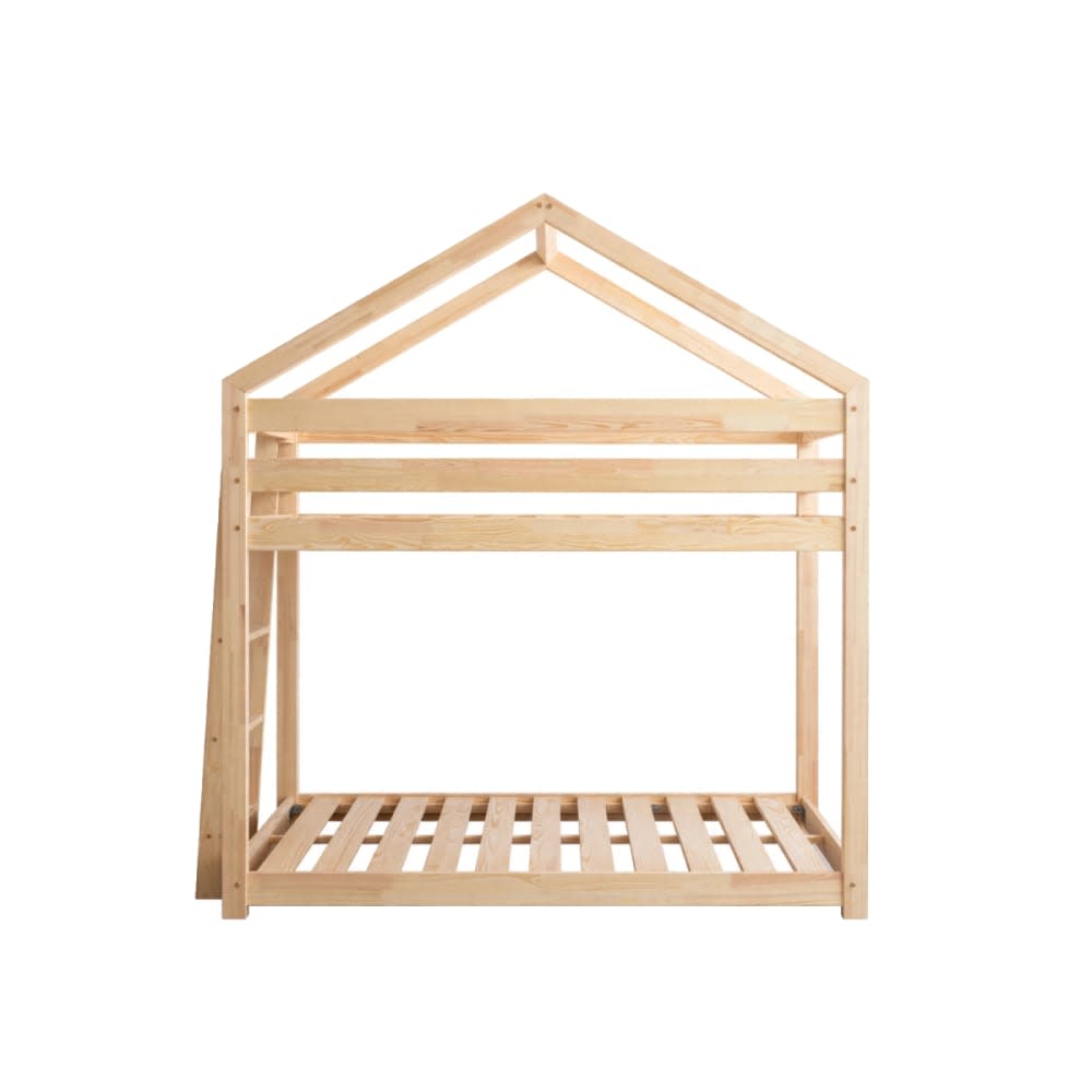 Adeko Kids Kinder-Etagenbett DMPBA Massives Kiefernholz 80x200 Beige Baby
