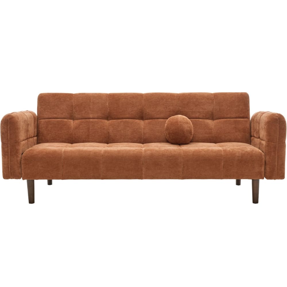 Canapé convertible 3 places en tissu chenille terracotta