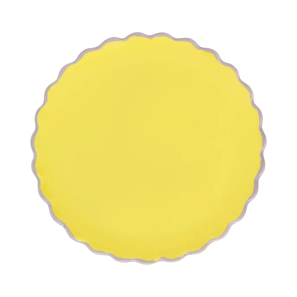 Assiette plate sculptée en céramique jaune ø 13.5 * 1 cm