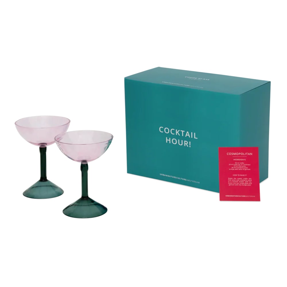 Lot de 2 verres à cocktail en verre rose ø 11 * 15 cm