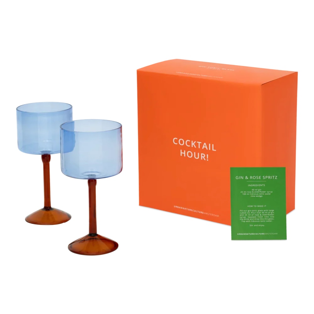 Lot de 2 verres à cocktail en verre bleu ø 10.5 * 21 cm