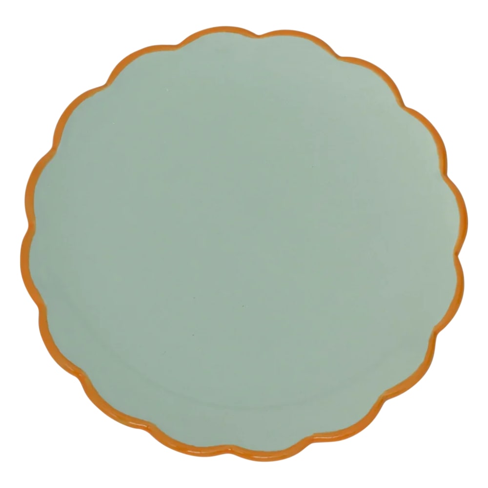 Assiette plate sculptée en céramique verte ø 17 cm