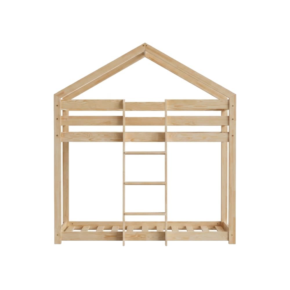 Adeko Kids Kinder-Etagenbett DMP Massives Kiefernholz 80x140 Beige Baby