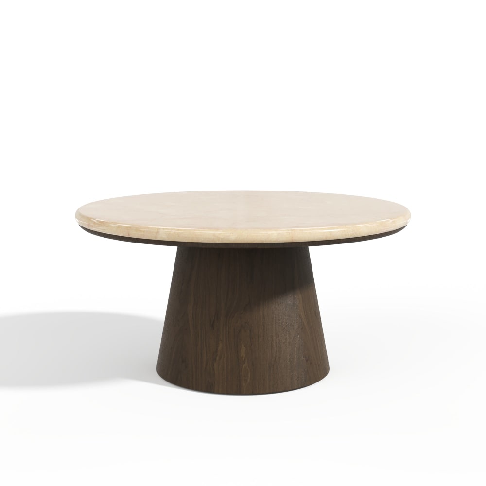 Table basse en bois contreplaqué - noyer marbre