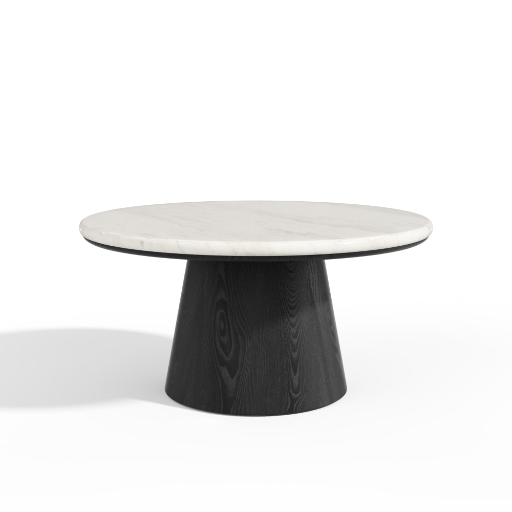 Table basse en bois contreplaqué - marbre blanc
