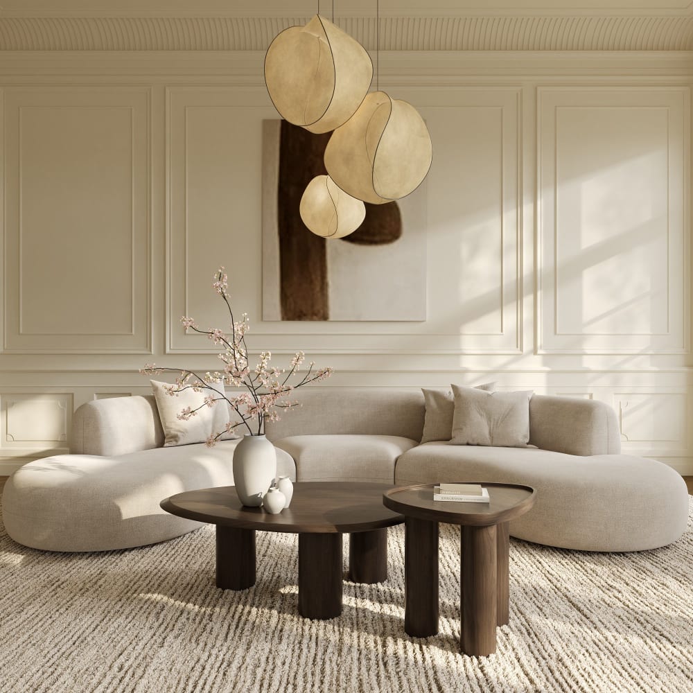 Table basse en bois contreplaqué noyer foncé