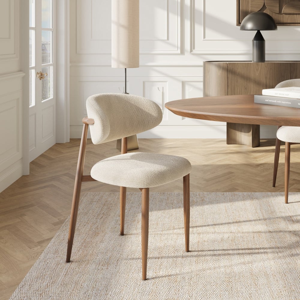 Lot de 2 chaises en velours bouclé beige