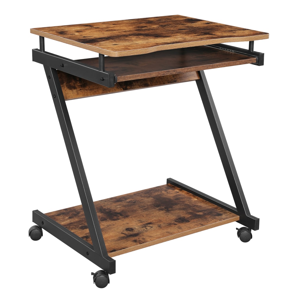 Bureau informatique à roulettes 60 x 48 x 66.5 cm marron et noir