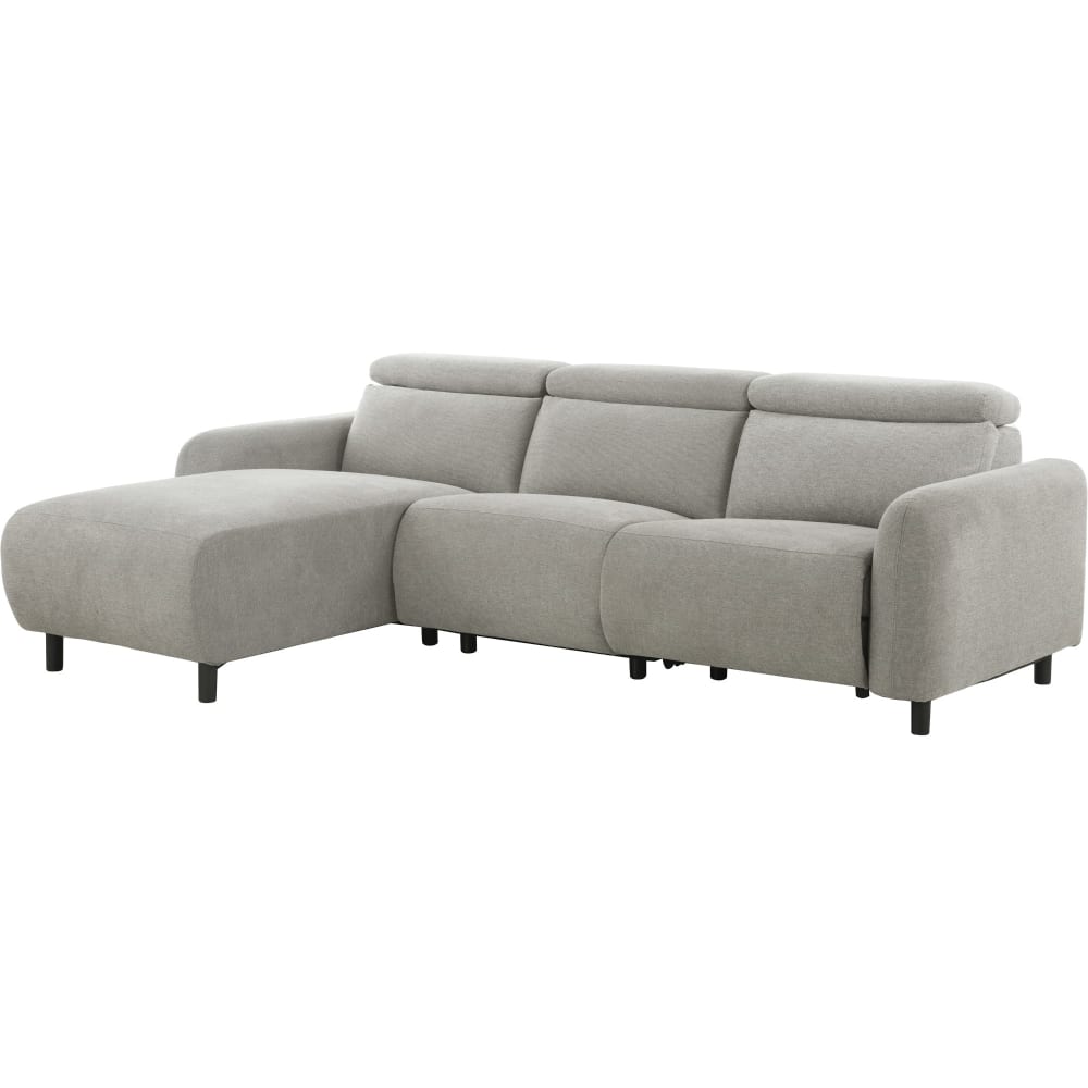 Canapé relax manuel 3 places méridienne g en tissu gris clair