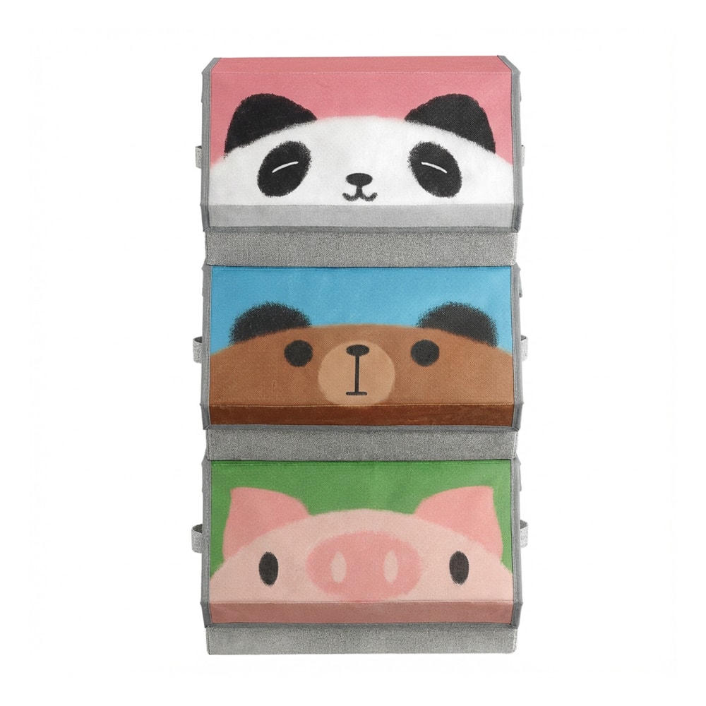 SONGMICS - Portiques d aire de jeux boites rangement 3 pliables rose bleu gris