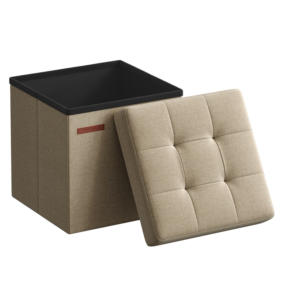 Poufs repose-pieds pliable de 38 cm montage facile marron camel
