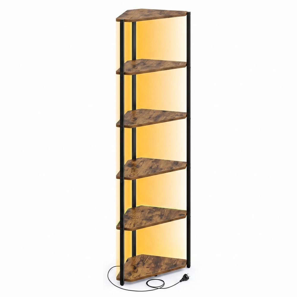 Etagère d'angle à 6 niveaux en acier marron