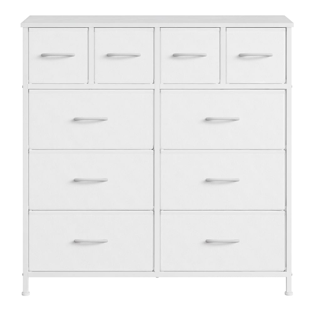 Commode avec 10 tiroirs pour chambre 98.7 x 30 x 96.2 cm blanc Commode avec 10 tiroirs pour chambre 98.7 x 30 x 96.2 cm blanc