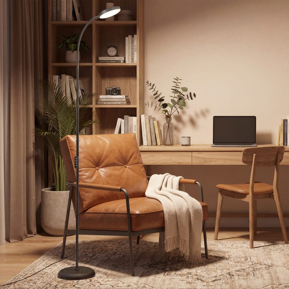 Lampadaire d'intérieur hauteur réglable fonction minuteur noir — vue 3