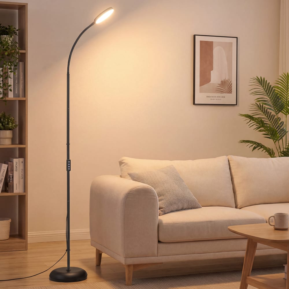 Lampadaire d'intérieur hauteur réglable fonction minuteur noir — vue 4