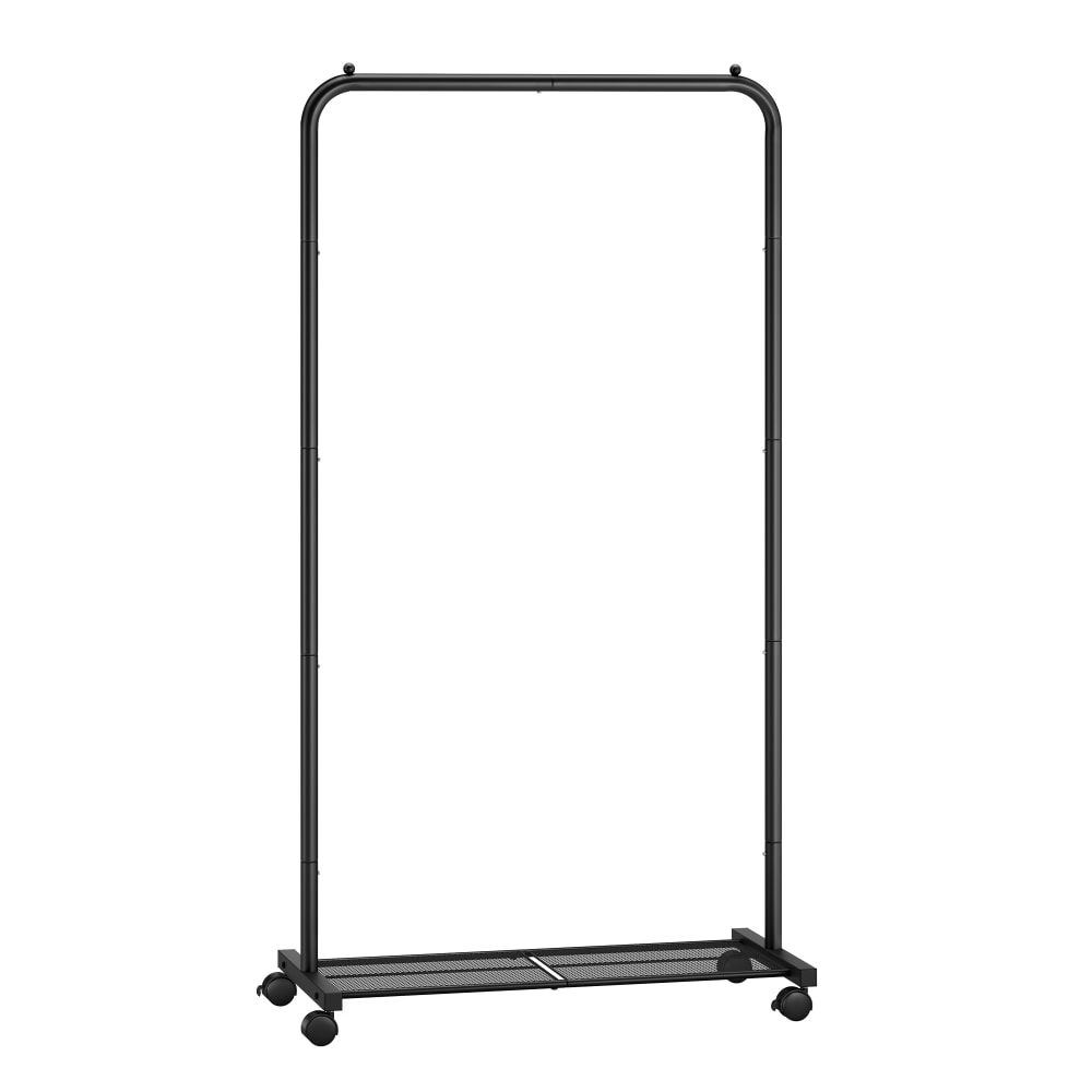 Portants a vetements sur roulettes dressing ouvert etagere noir