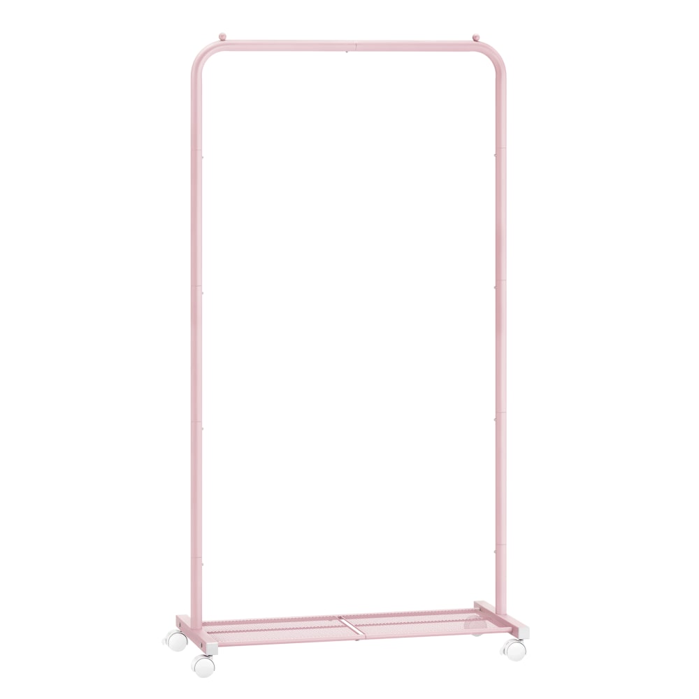 Portants a vetements roulettes etagere maille 35 kg freins rose bonbon