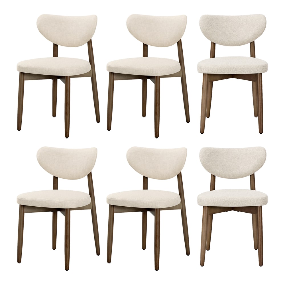 Lot de 6 chaises de salle à manger ergonomiques en bois massif beige Lot de 6 chaises de salle à manger ergonomiques en bois massif beige
