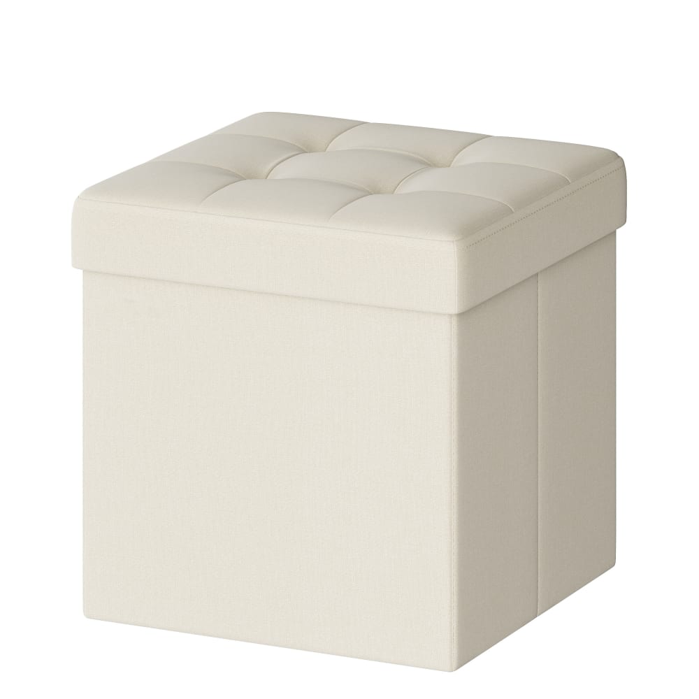 Tabourets à rangement pliable 110 cm crème blanc