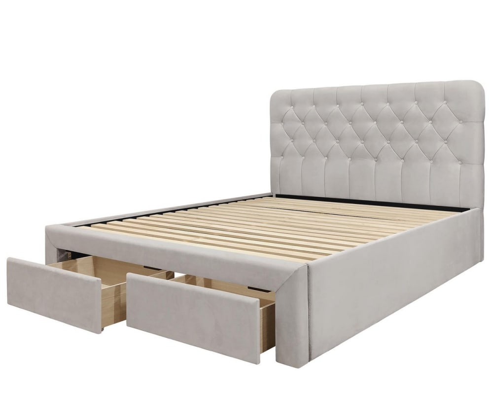 Lit en velours de polyester - tiroirs