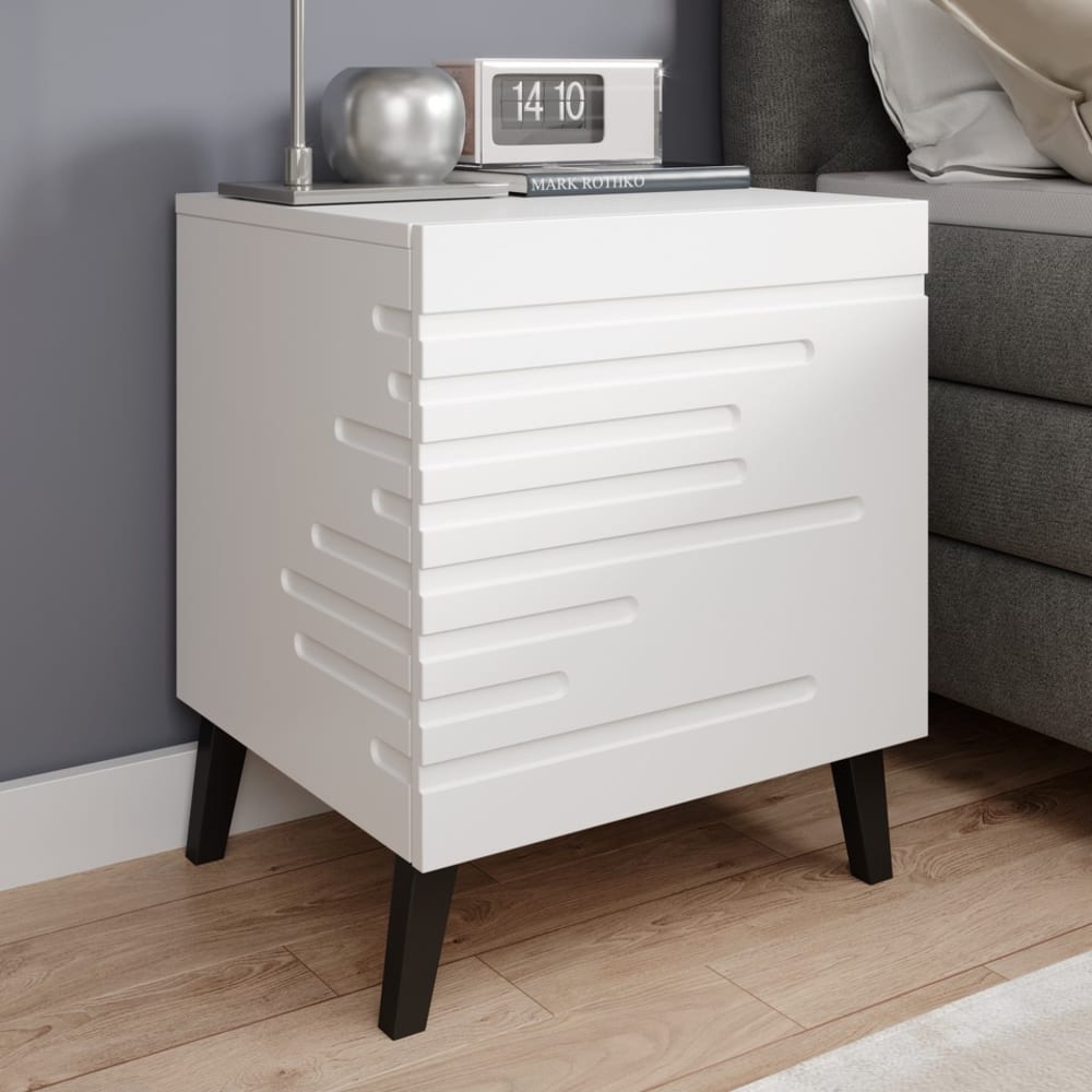 Lot de deux tables de chevet design blanc mat
