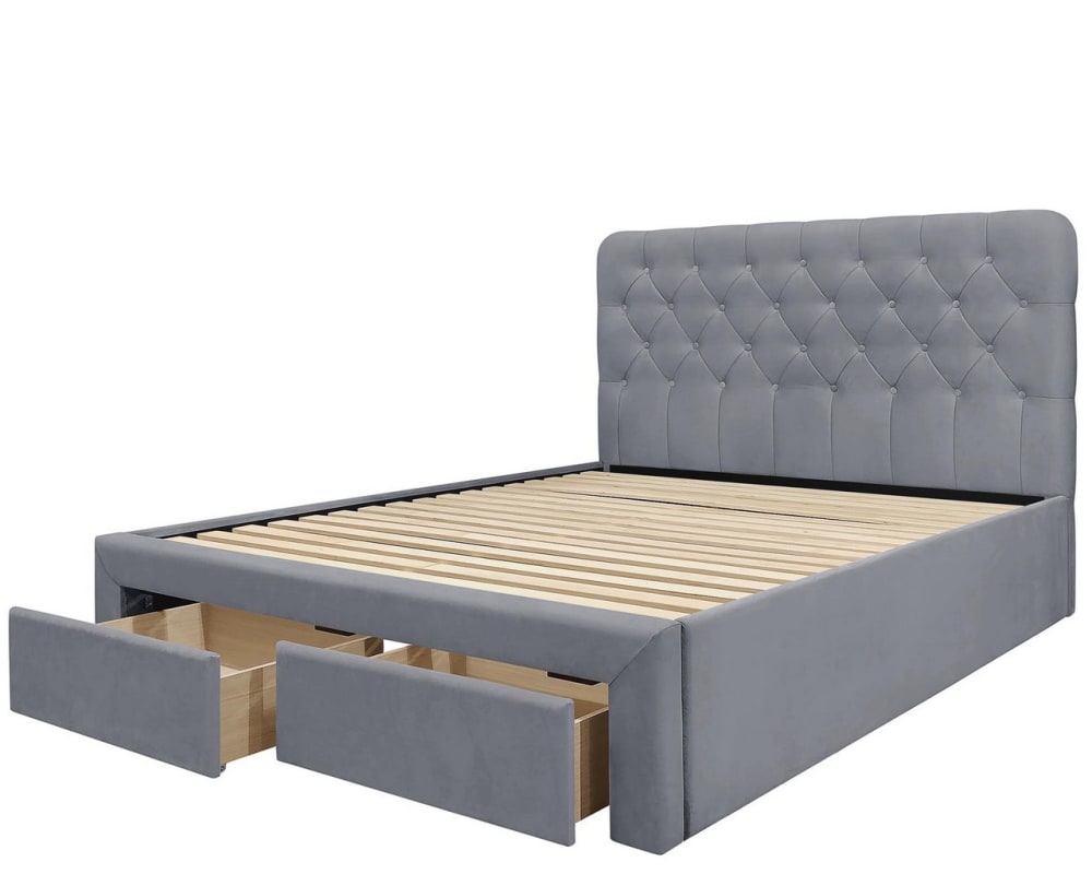 Lit en velours de polyester - tiroirs