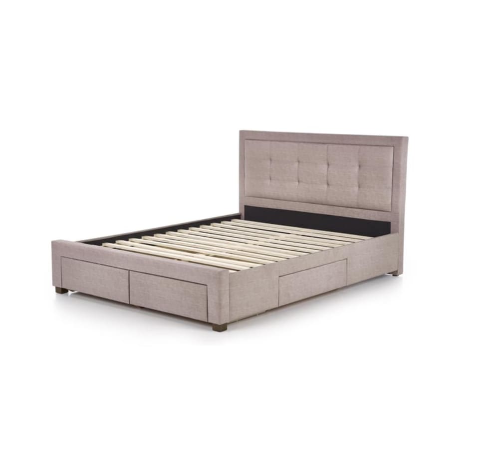 Lit beige avec sommier - tiroirs