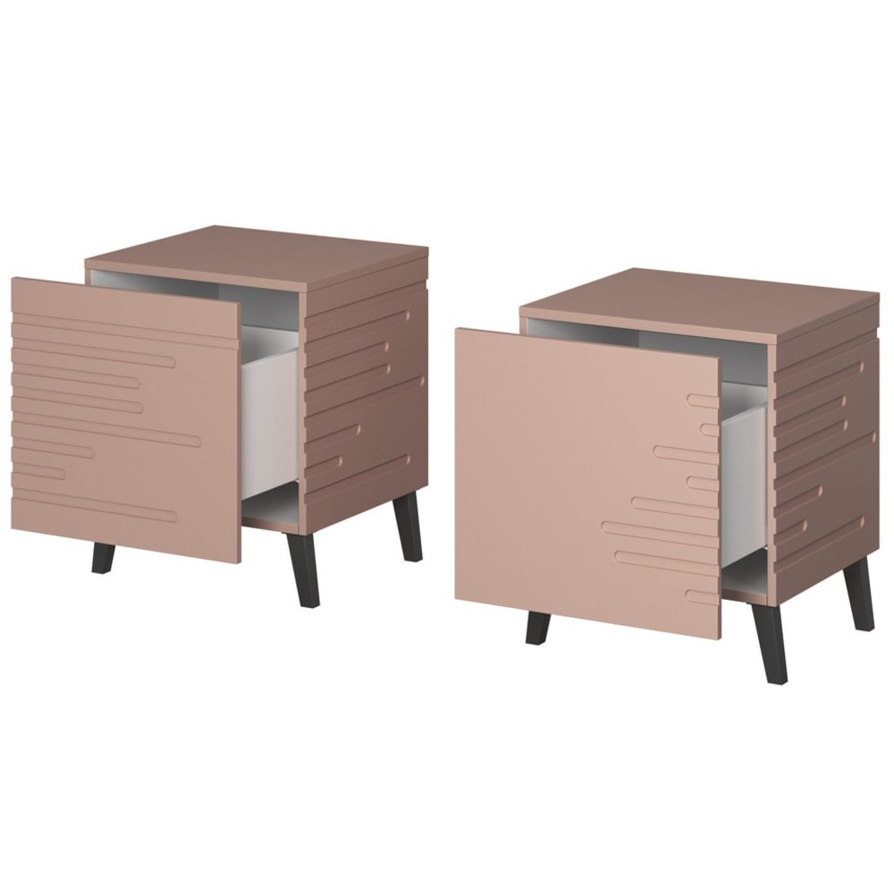 Lot de deux tables de chevet design rose mat