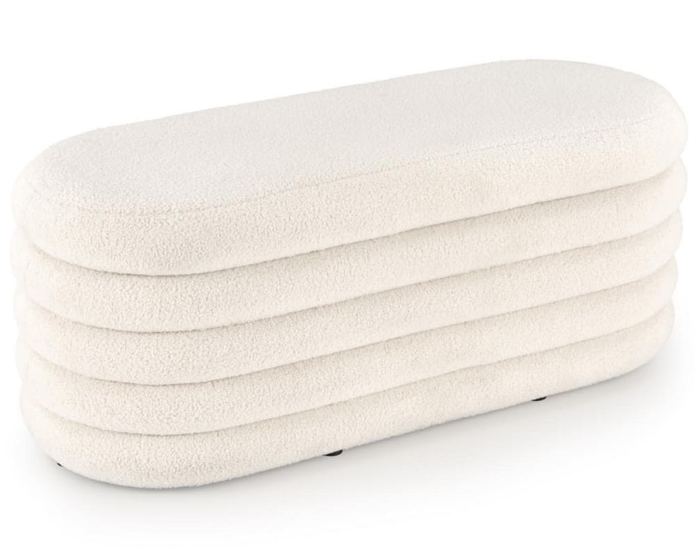 banc en tissu bouclé - coffre