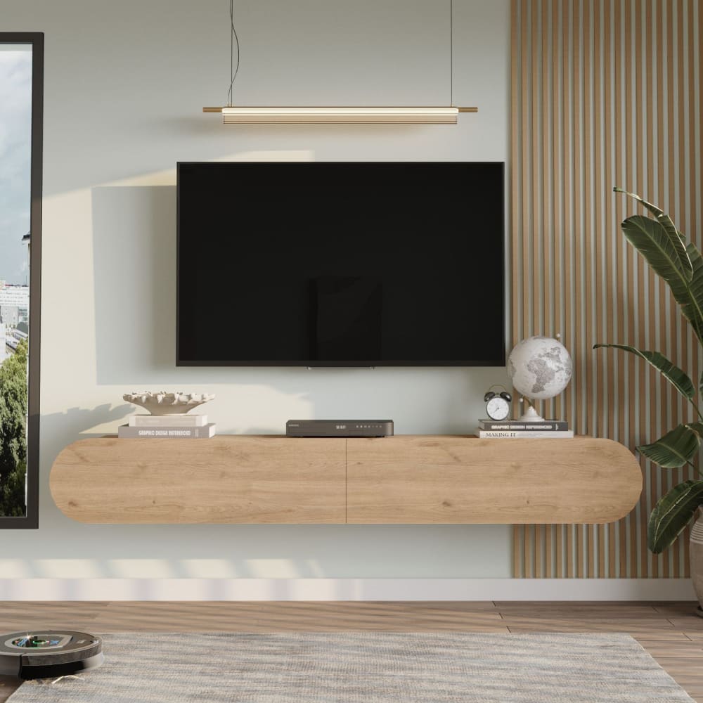Meuble tv en bois beige 180 x 31 x 29 cm