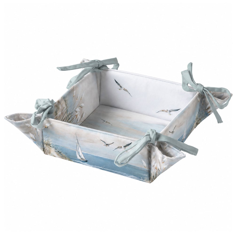 Corbeille à pain coton bord de mer 20 x 20 x 7 cm