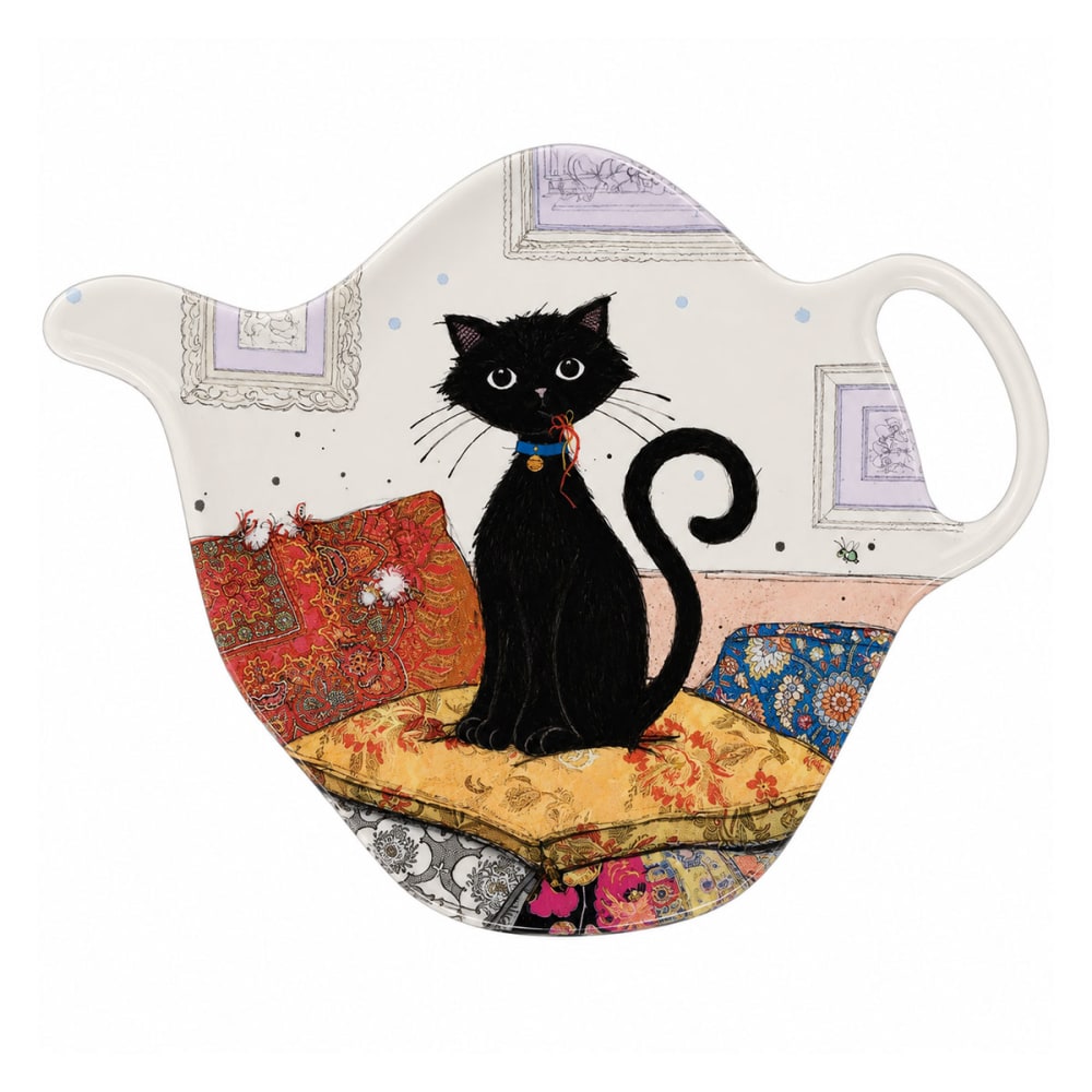 Repose-sachet de thé chat noir en mélamine Repose-sachet de thé chat noir en mélamine