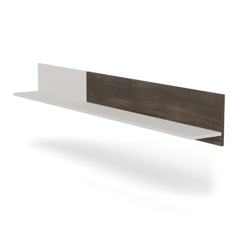 Étagère murale contemporaine beige et noyer 180cm