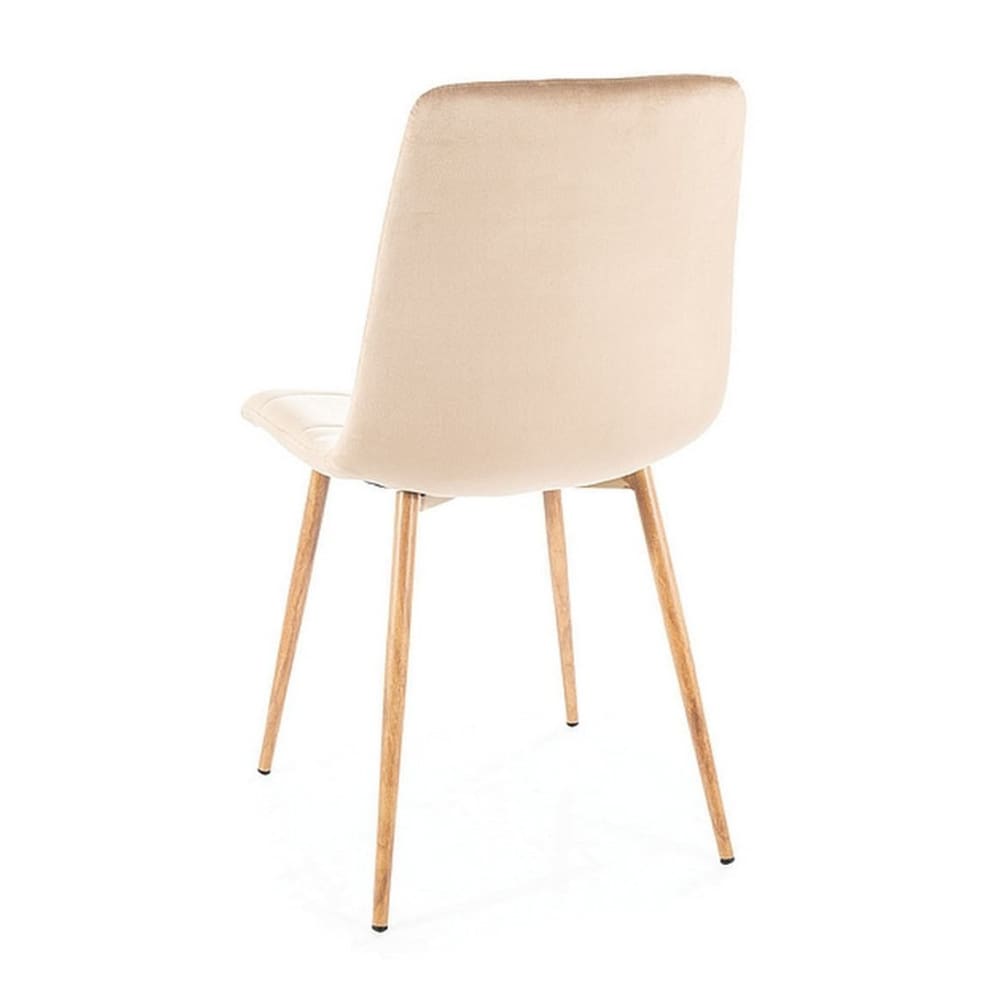 Designerstuhl aus Eiche und beigem Polyester-Samt - Maisons Du